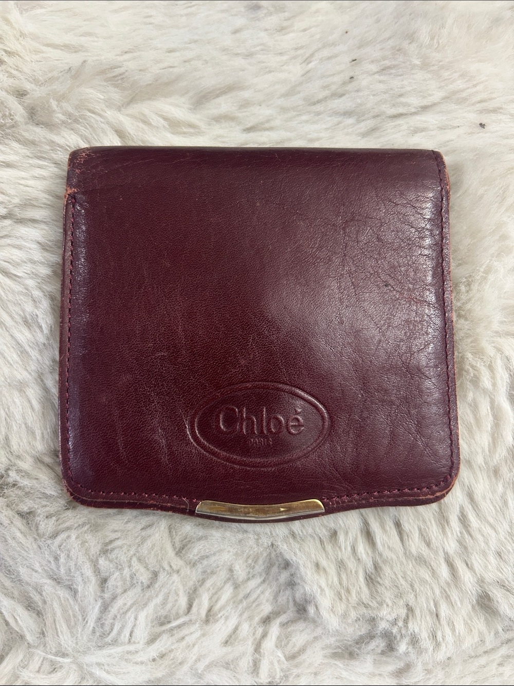 Chloe Vintage burgundy leather bifold wallet